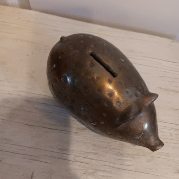 Ben Siebel for Jenfred Ware coin bank.  RARE brass deco. 1950's Very collectible - Picture 5 of 7